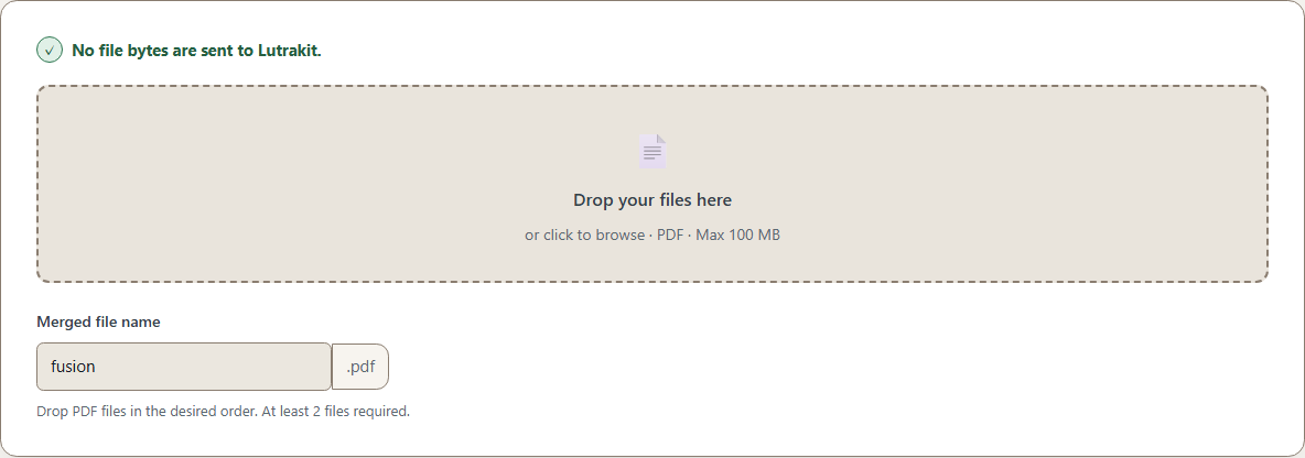 Lutrakit PDF Merge before local file selection