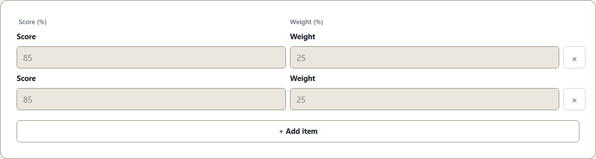 Lutrakit Grade Calculator for weighted grade inputs