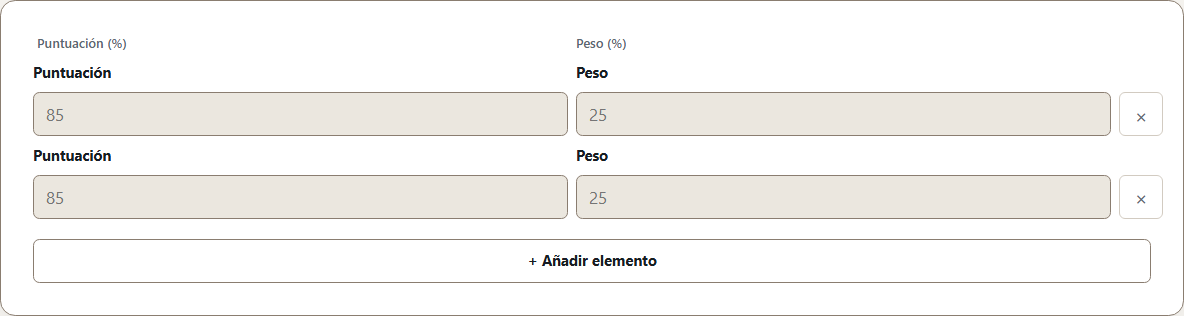 Calculadora de notas de Lutrakit para categorías ponderadas